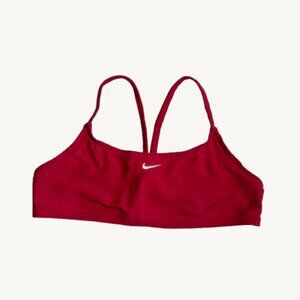 Red Nike Logo Plain Swim Bikini Top Size Small